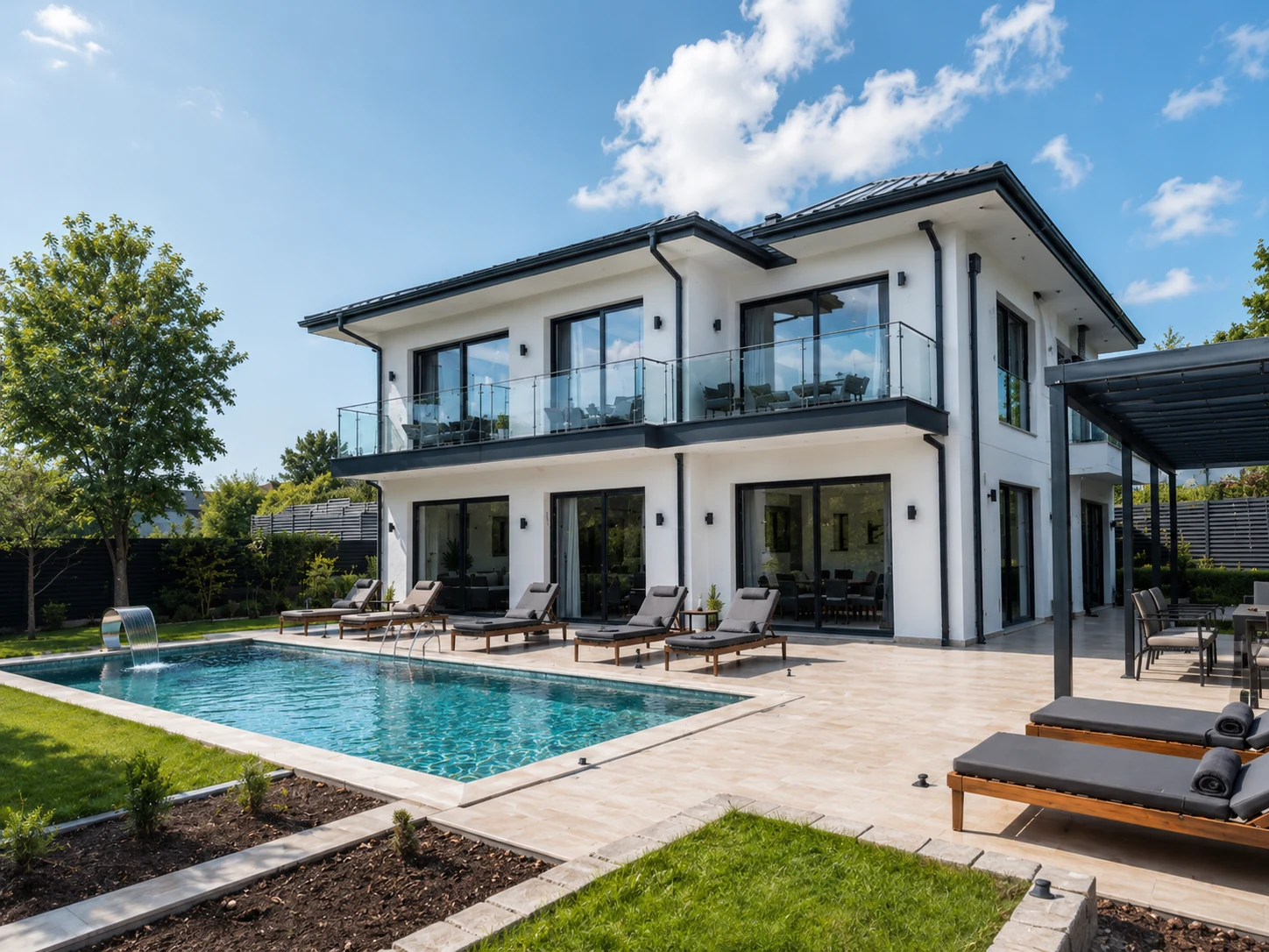 Villa Enroni dış alan ve havuz konsepti